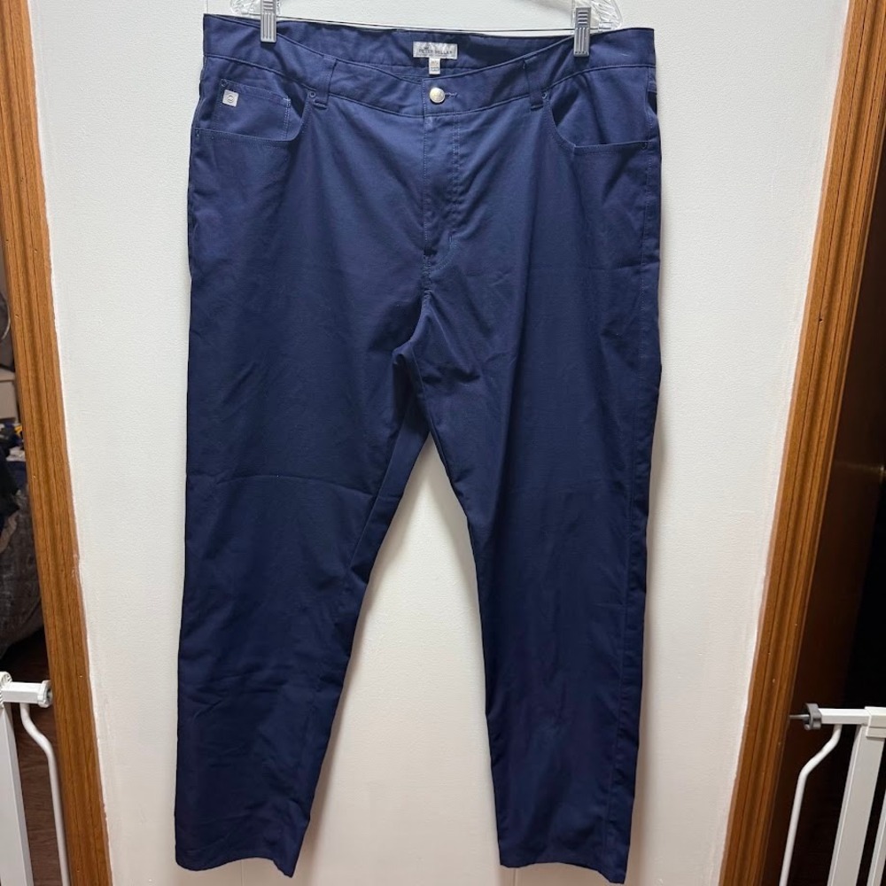 Peter Millar Mens Performance Five-Pocket Pants Navy Blue 40x32